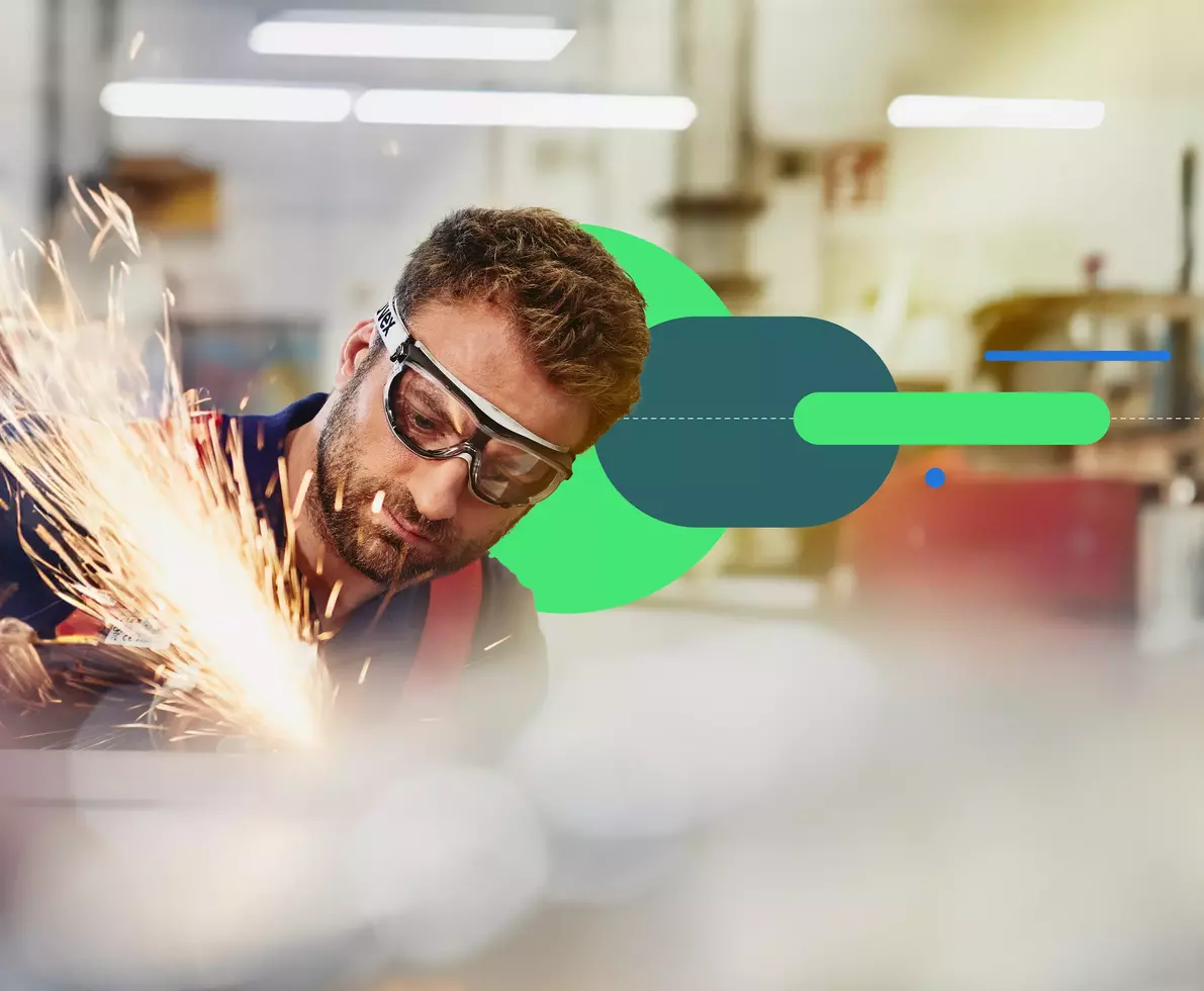 worker wearing protective goggles 